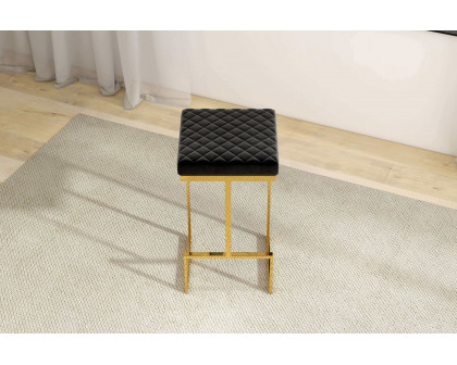 Ashcroft Joel Mid-Century Modern Luxury Upholstered Stool - Black