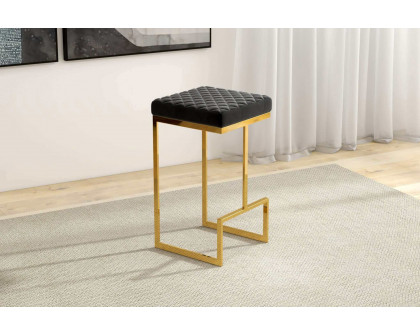 Ashcroft Joel Mid-Century Modern Luxury Upholstered Stool - Black