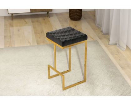 Ashcroft Joel Mid-Century Modern Luxury Upholstered Stool - Black