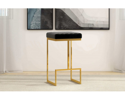 Ashcroft Joel Mid-Century Modern Luxury Upholstered Stool - Black