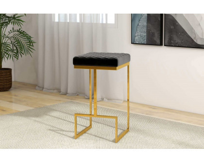 Ashcroft Joel Mid-Century Modern Luxury Upholstered Stool - Black