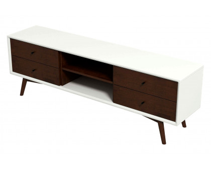 Ashcroft Caroline Mid-Century Modern TV Stand Up To 72" - Walnut/White