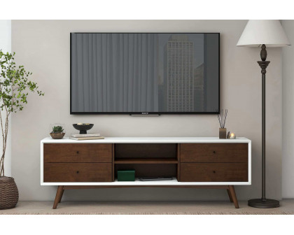 Ashcroft Caroline Mid-Century Modern TV Stand Up To 72" - Walnut/White