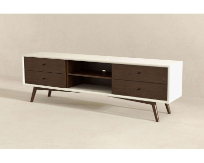 Ashcroft Caroline Mid-Century Modern TV Stand Up To 72" - Walnut/White