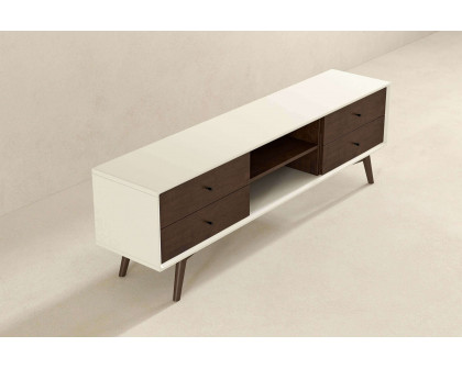 Ashcroft Caroline Mid-Century Modern TV Stand Up To 72" - Walnut/White