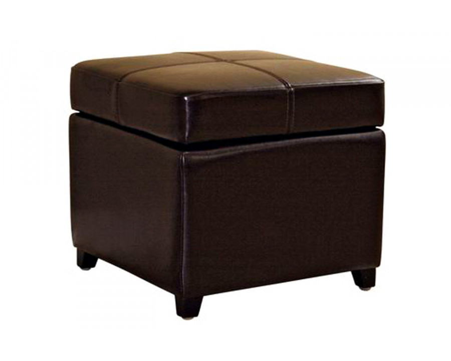 Baxton Full Leather Storage Cube Ottoman - Dark Brown