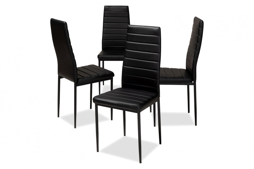 Baxton™ Armand Modern 4-Piece Dining Chair Set - Black