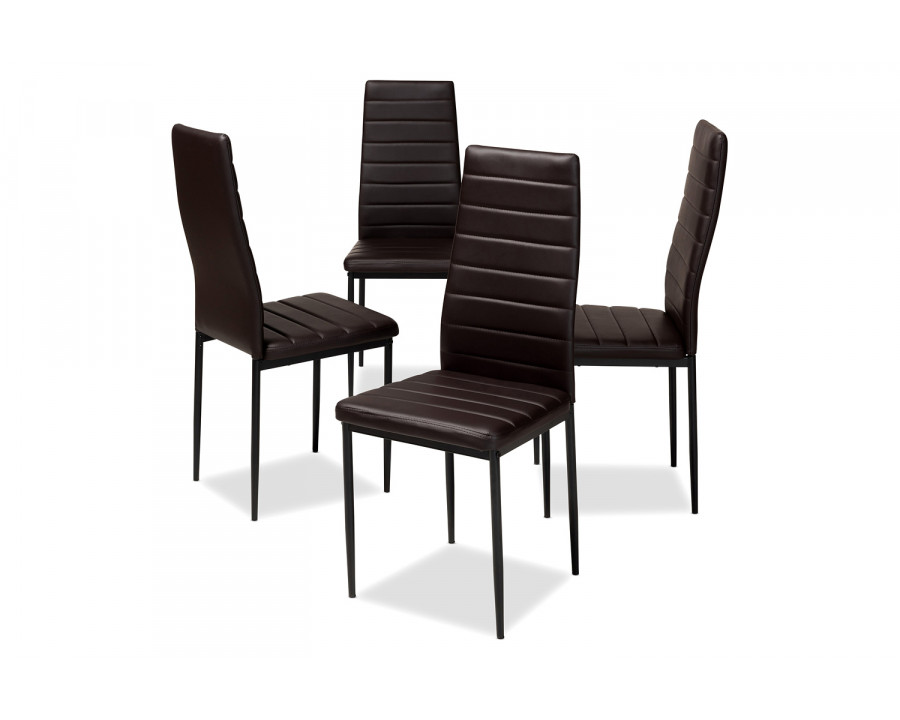 Baxton Armand Modern 4-Piece Dining Chair Set - Brown