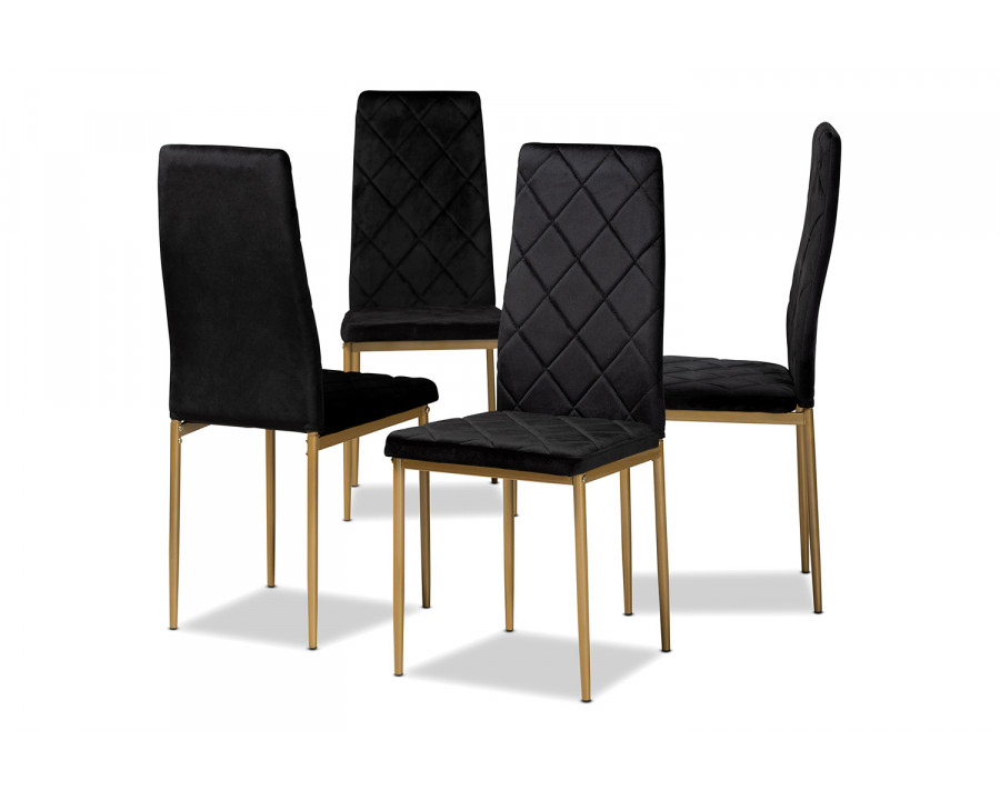 Baxton Blaise Modern 4-Piece Dining Chair Set - Black Velvet