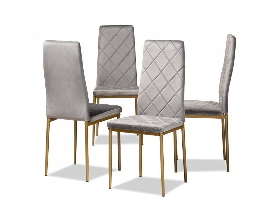 Baxton Blaise Modern 4-Piece Dining Chair Set - Gray Velvet