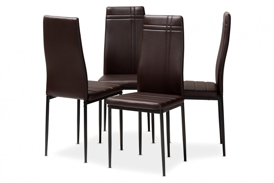 Baxton™ Matiese Modern 4-Piece Dining Chair Set - Brown