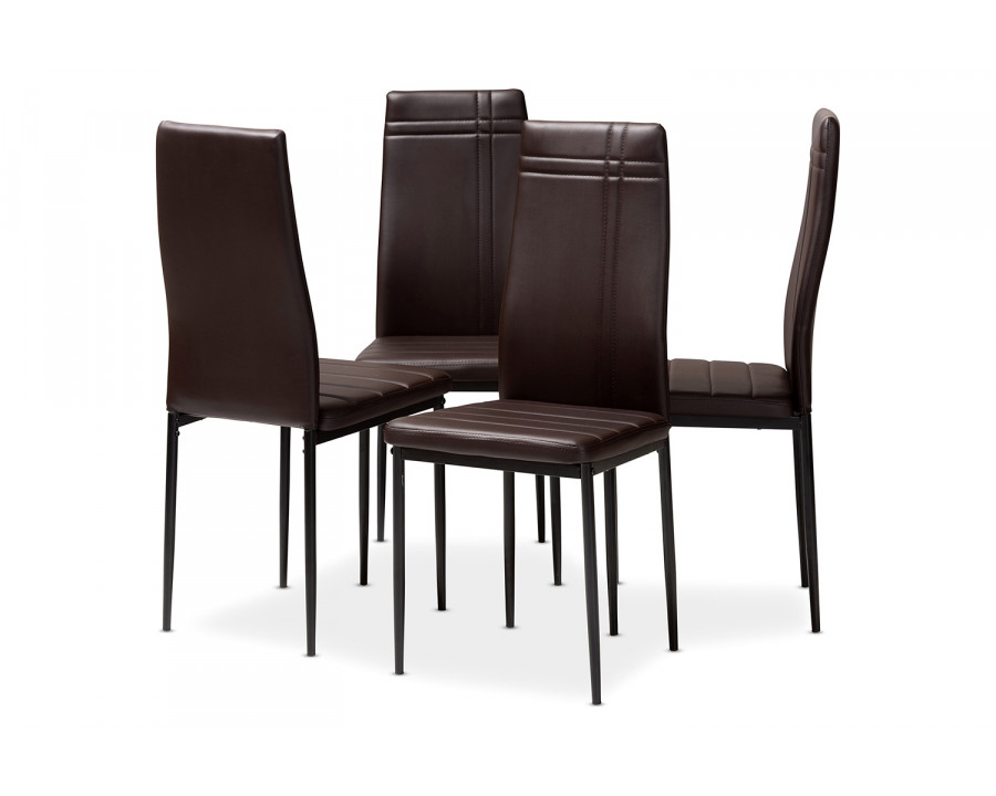 Baxton Matiese Modern 4-Piece Dining Chair Set - Brown