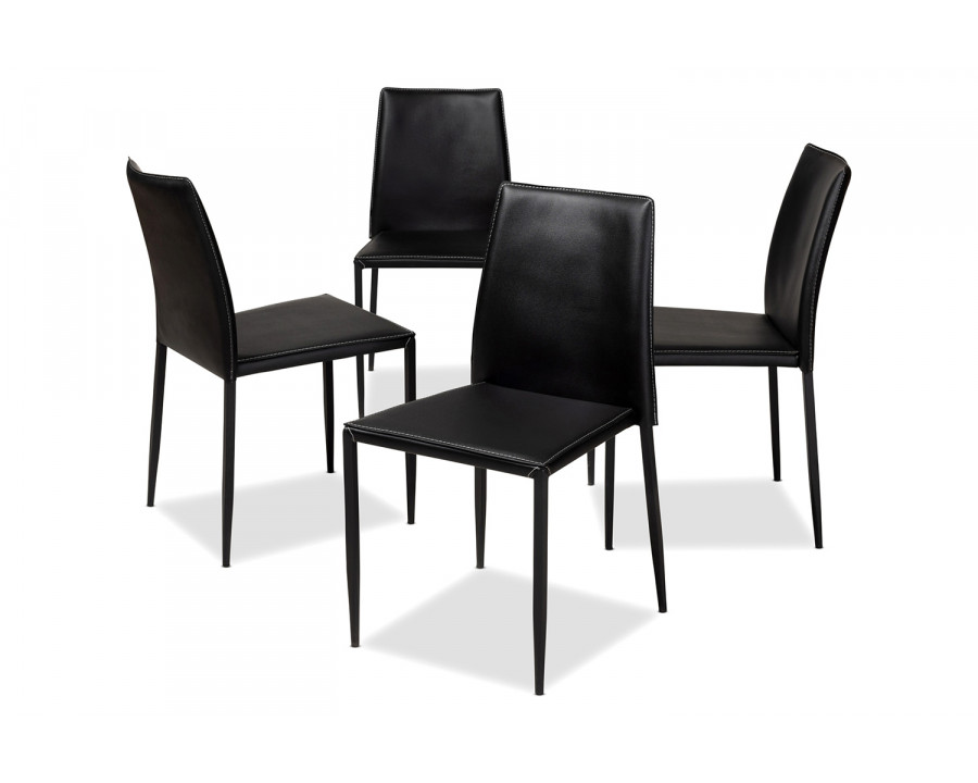 Baxton Pascha Modern 4-Piece Dining Chair Set - Black