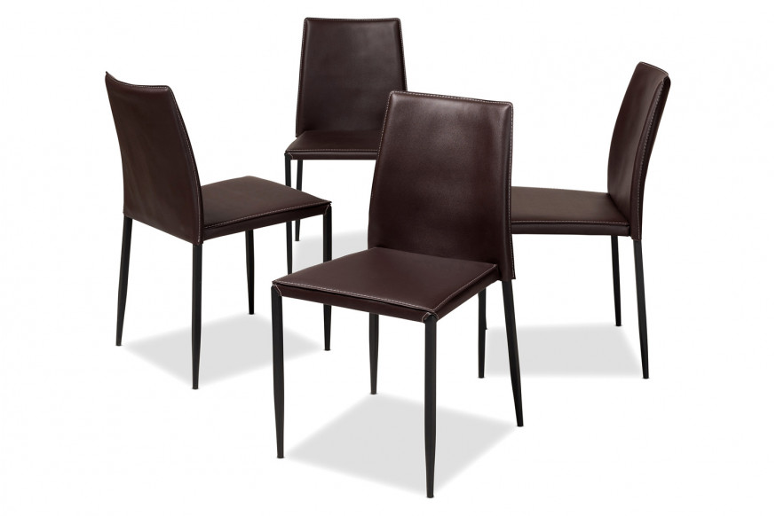 Baxton™ Pascha Modern 4-Piece Dining Chair Set - Brown