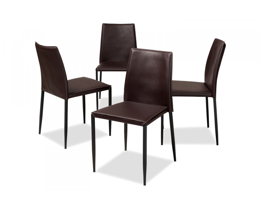 Baxton Pascha Modern 4-Piece Dining Chair Set - Brown