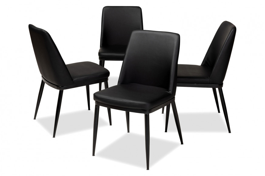 Baxton™ Darcell Modern 4-Piece Dining Chair Set - Black