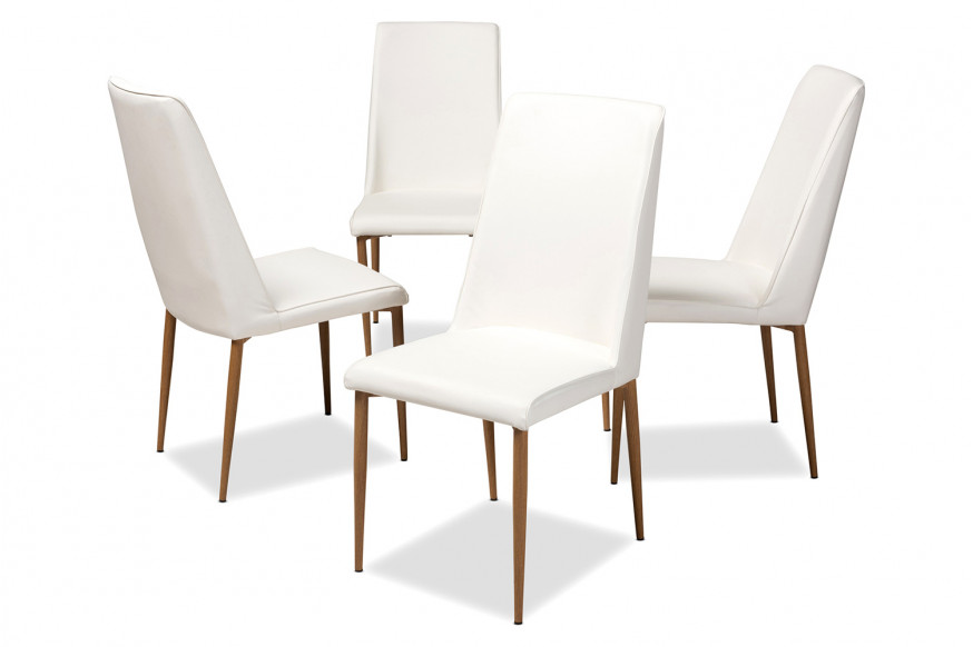 Baxton™ Chandelle Modern 4-Piece Dining Chair Set - White