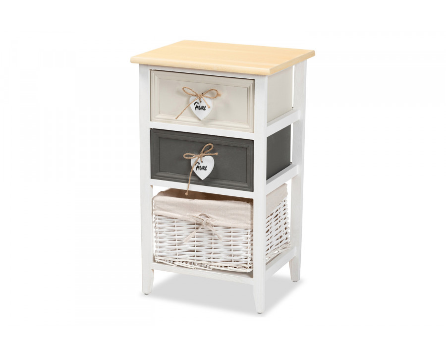 Baxton - Diella Modern 2-Drawer Storage Unit with Basket