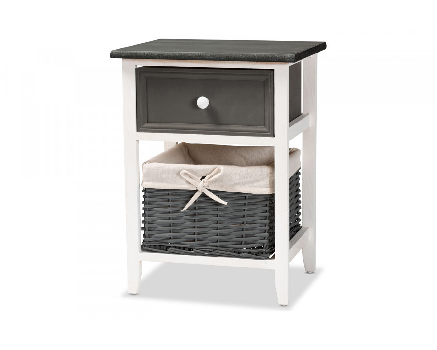 Baxton - Shadell Modern 1-Drawer Storage Unit with Basket