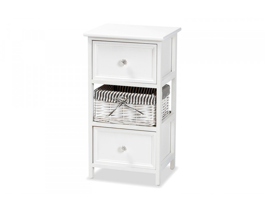 Baxton - Hayden 2-Drawer Storage Unit with Basket