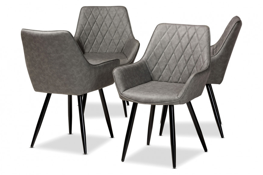 Baxton™ Astrid Mid-Century Contemporary 4-Piece Dining Chair Set - Gray