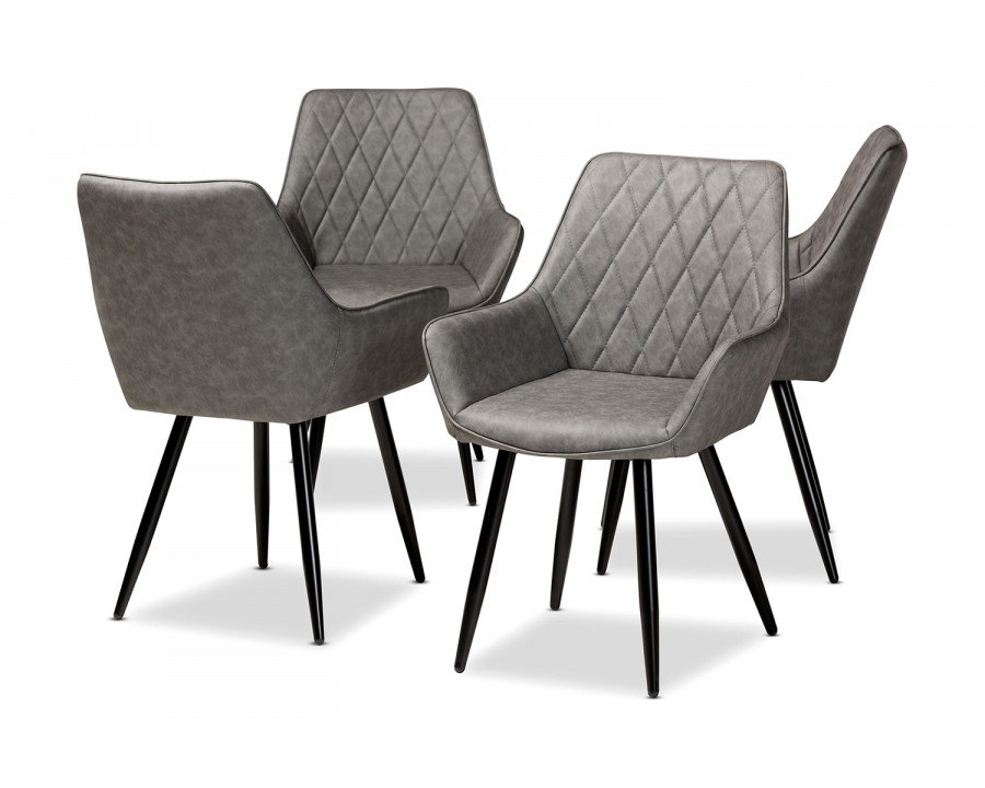 Baxton Astrid Mid-Century Contemporary 4-Piece Dining Chair Set - Gray