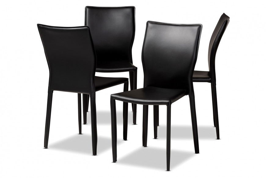 Baxton™ Heidi Modern 4-Piece Dining Chair Set - Black