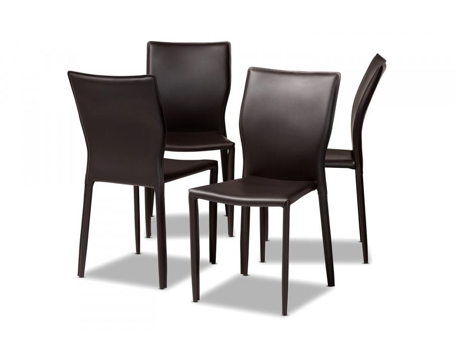 Baxton Heidi Modern 4-Piece Dining Chair Set - Dark Brown