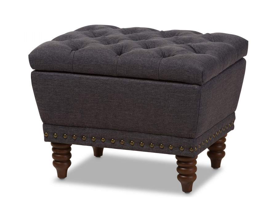 Baxton Annabelle Modern Storage Ottoman - Dark Gray