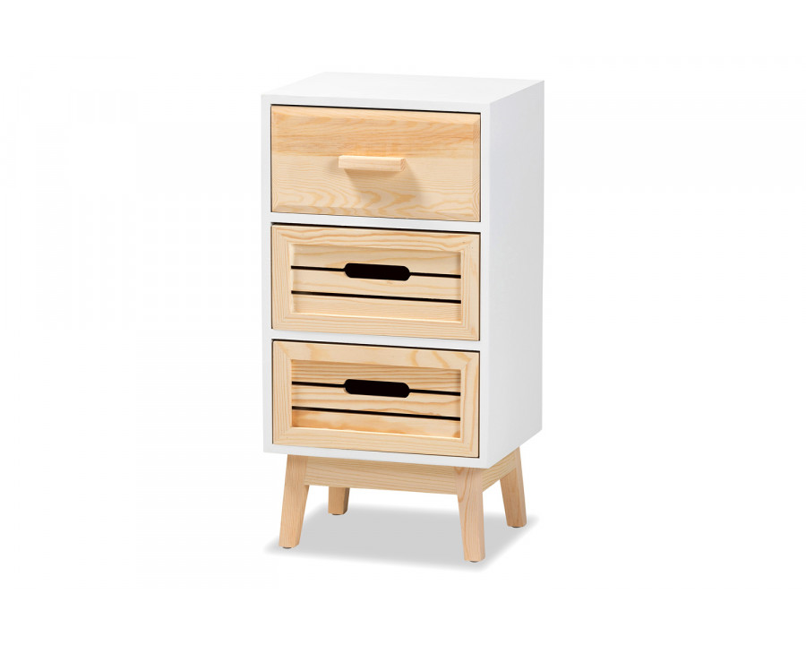 Baxton Kalida Mid-Century Modern 3-Drawer Storage Cabinet