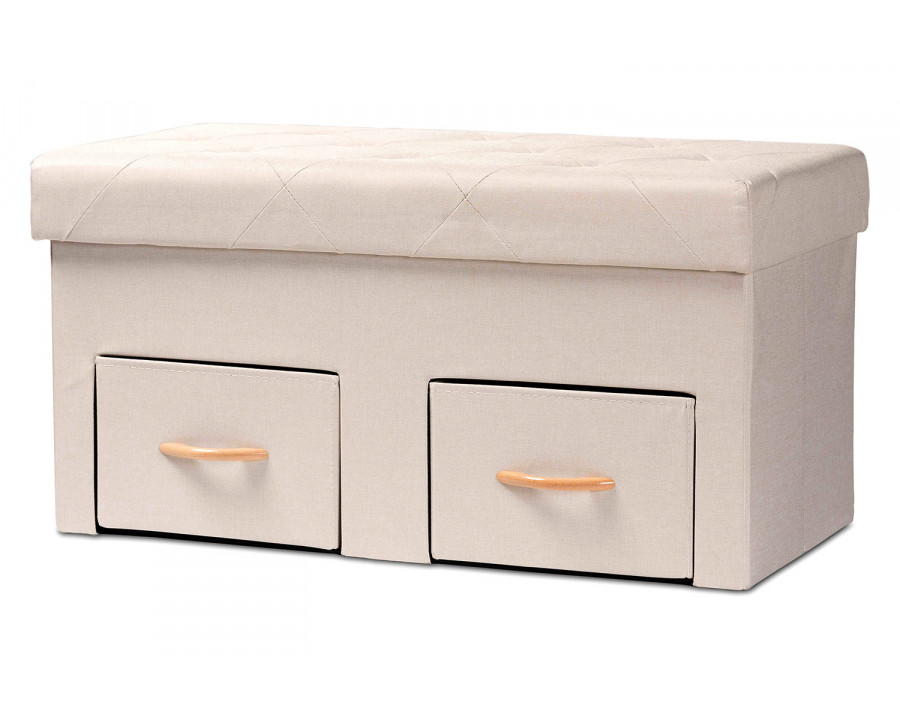 Baxton Gerwin Modern 2-Drawer Storage Ottoman - Beige