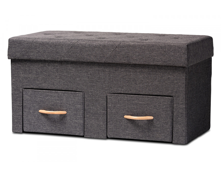 Baxton Gerwin Modern 2-Drawer Storage Ottoman - Dark Gray