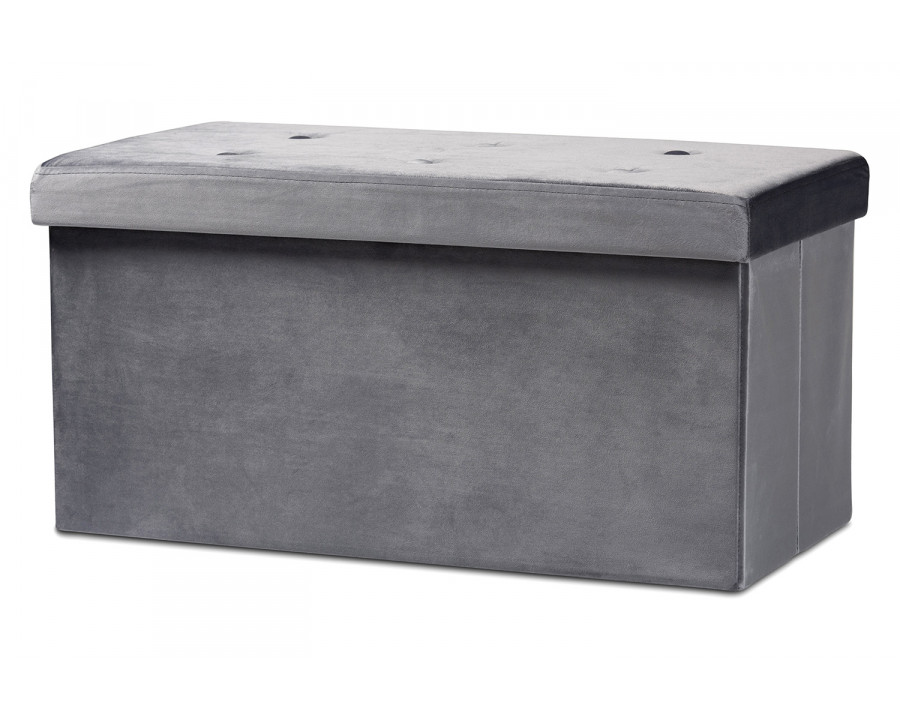 Baxton Castel Modern Storage Ottoman - Charcoal Velvet