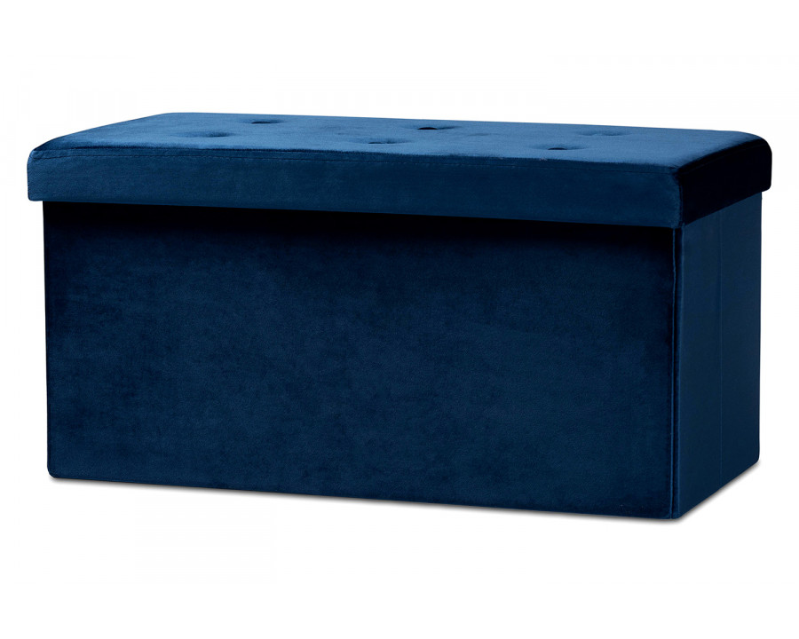 Baxton Castel Modern Storage Ottoman - Navy Blue