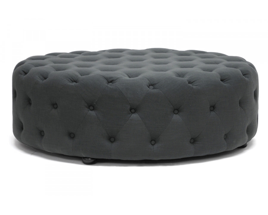 Baxton Cardiff Modern Tufted Ottoman - Dark Gray Linen