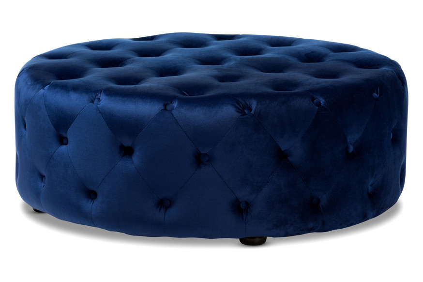 Baxton™ Cardiff Transitional Ottoman - Blue Velvet