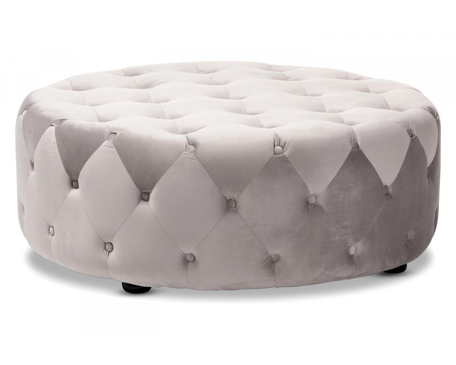 Baxton Cardiff Transitional Ottoman - Gray Velvet