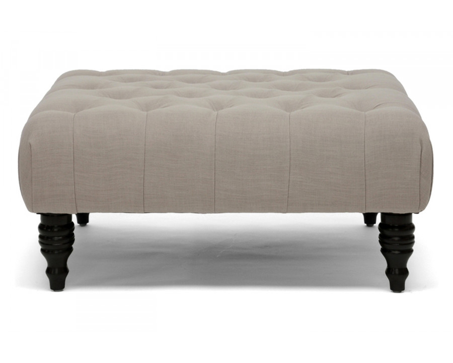 Baxton Keswick Modern Tufted Ottoman - Beige Linen