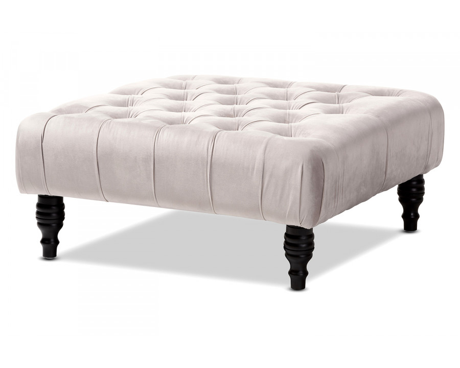 Baxton Keswick Transitional Ottoman - Gray Velvet