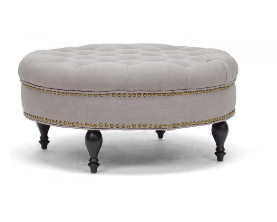 Baxton Palfrey Modern Tufted Ottoman - Beige Linen