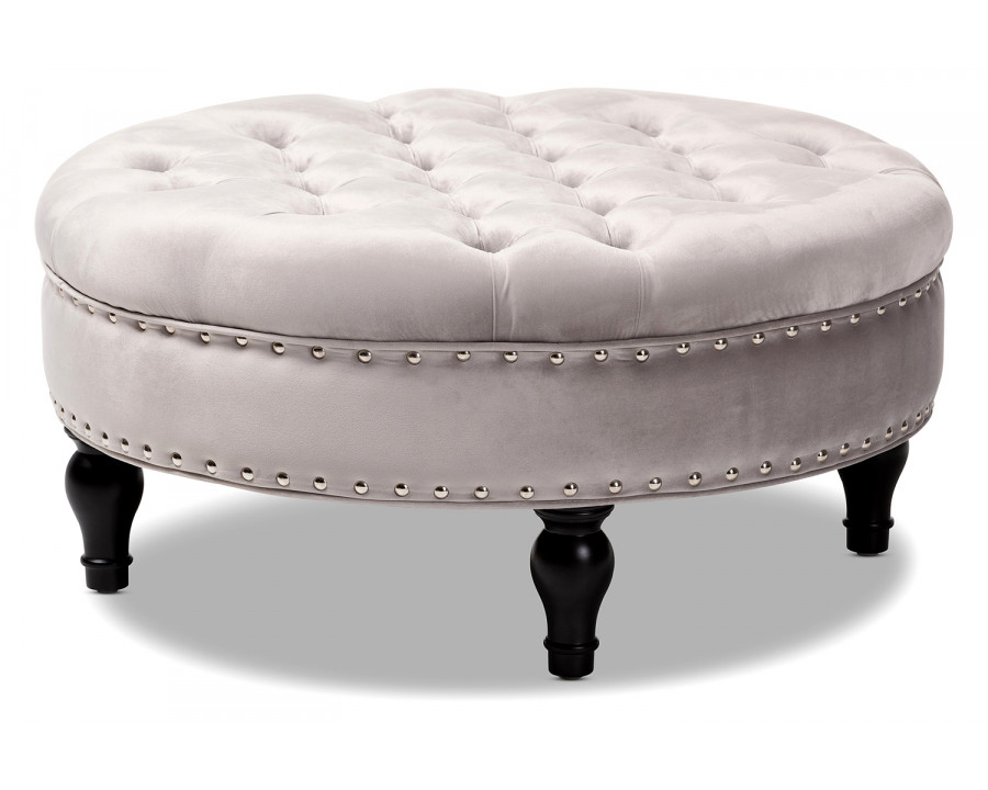 Baxton Palfrey Transitional Ottoman - Gray Velvet