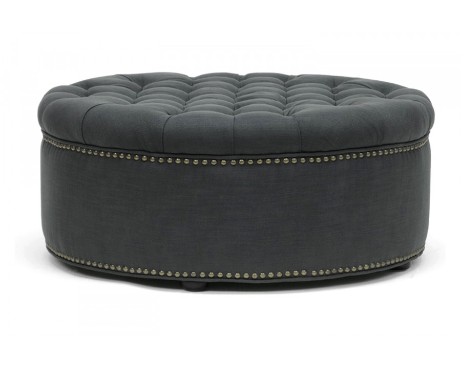 Baxton Iglehart Modern Tufted Ottoman - Gray Linen