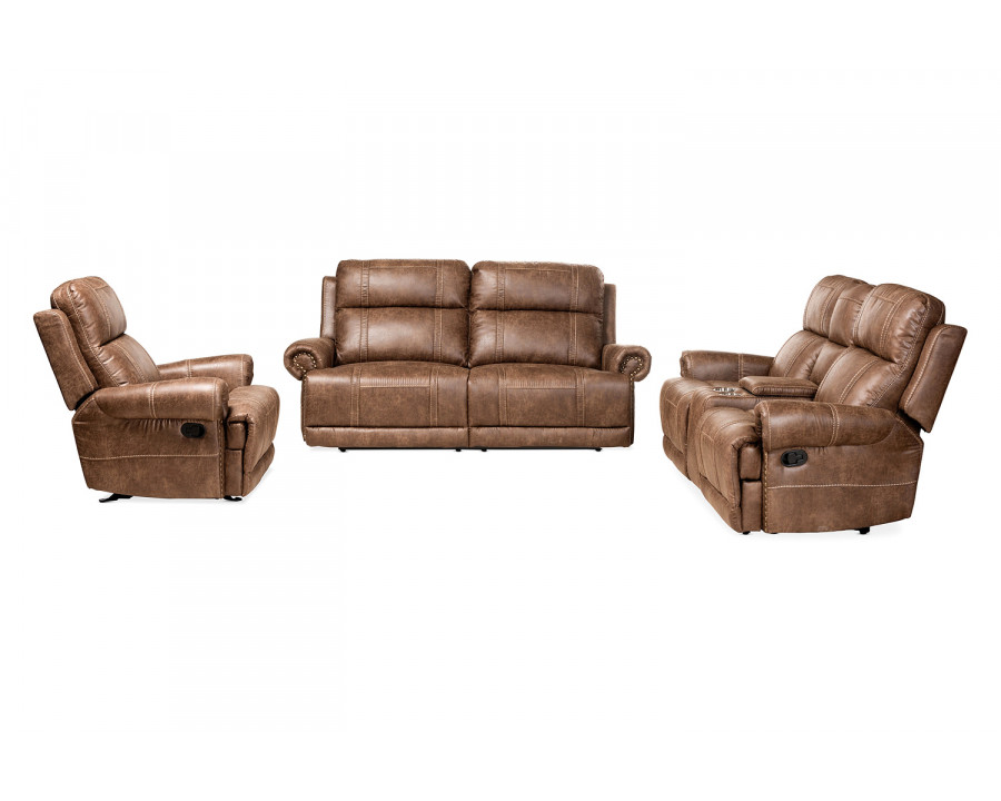 Baxton Buckley Modern 3-Piece Reclining Living Room Set