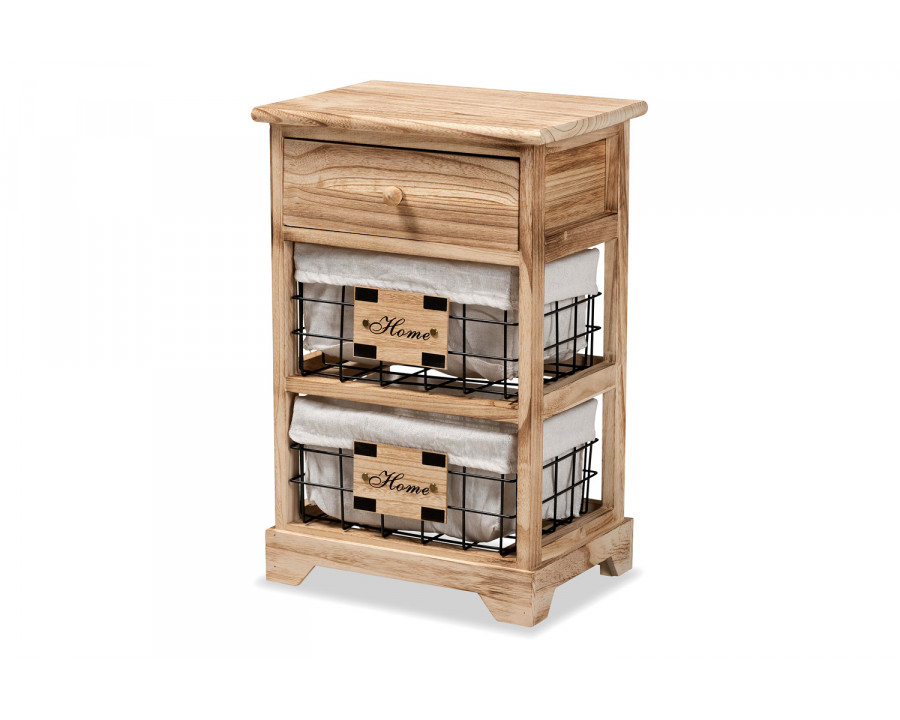 Baxton Madra Modern 1-Drawer End Table With Baskets