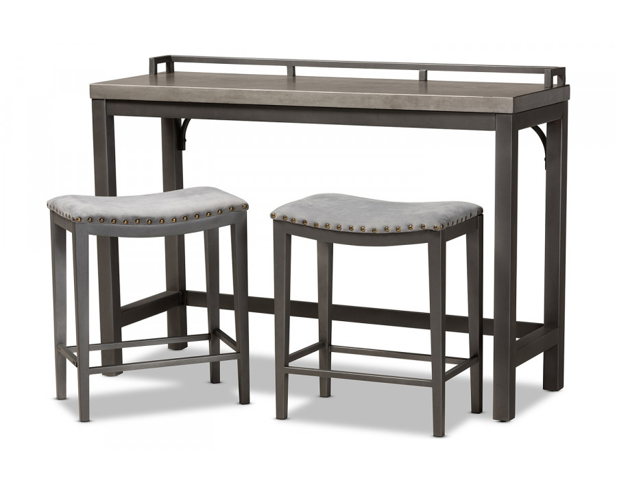 Baxton Noll Modern 3-Piece Multipurpose Metal Counter Table Set