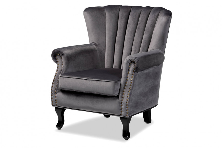 Baxton™ Relena Classic and Traditional Armchair - Gray Velvet