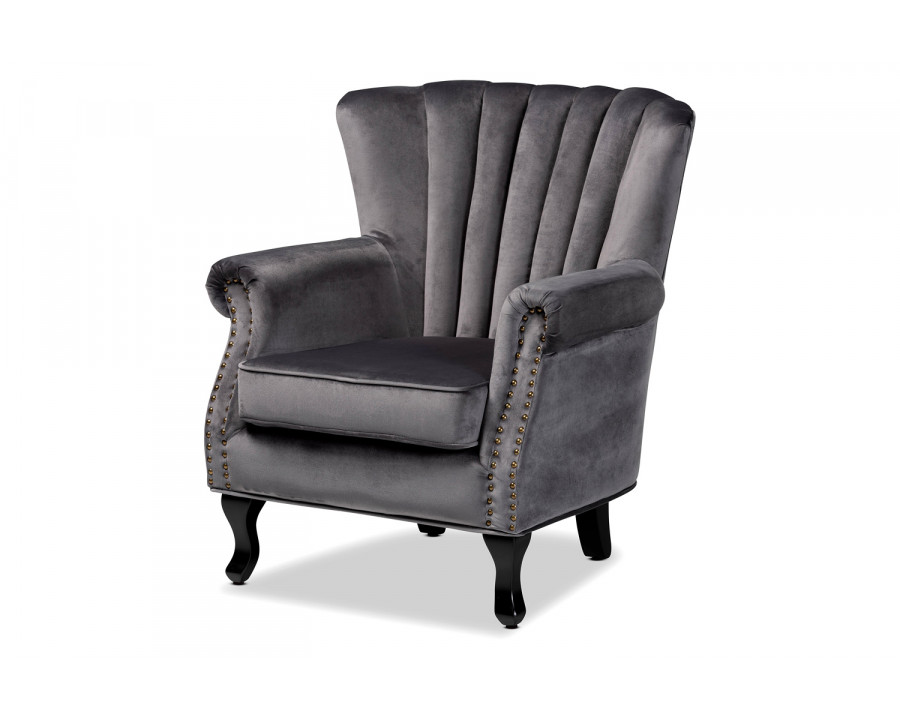 Baxton Relena Classic and Traditional Armchair - Gray Velvet