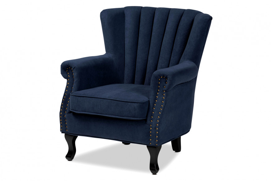 Baxton™ Relena Classic and Traditional Armchair - Navy Blue Velvet