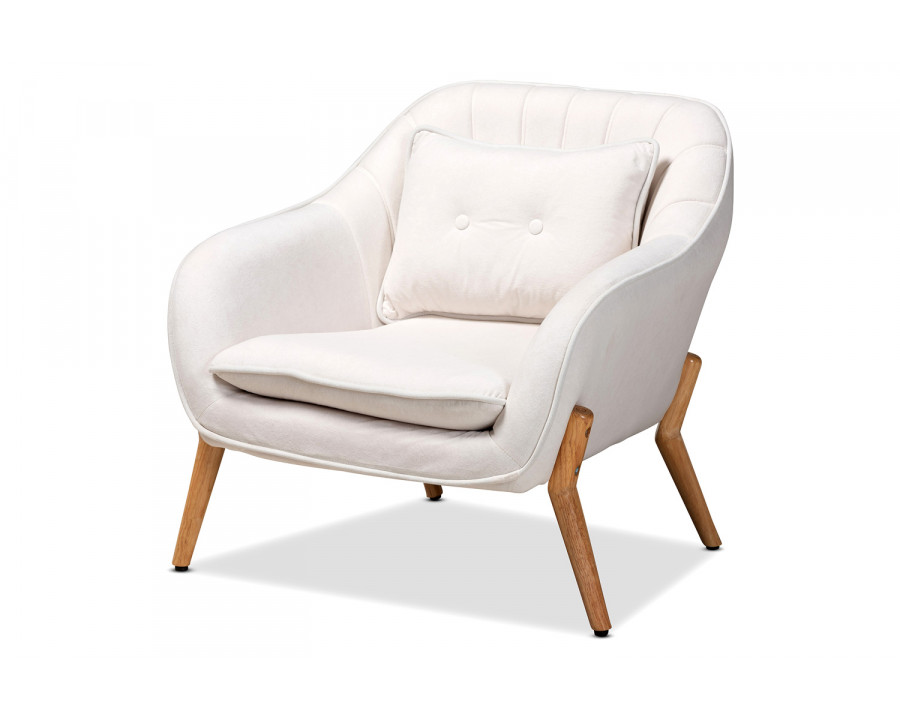 Baxton Valentina Mid-Century Modern Armchair - Beige Velvet