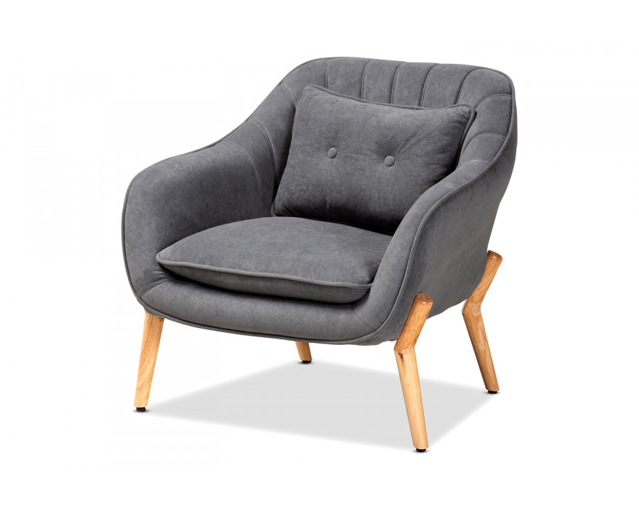 Baxton Valentina Mid-Century Modern Armchair - Gray Velvet